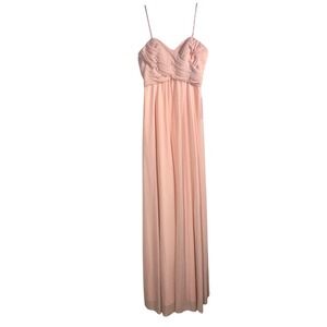 Kleinfeld Peach Chiffon Ruched Sweetheart Maxi Gown KL-200039 Size 10 NEW